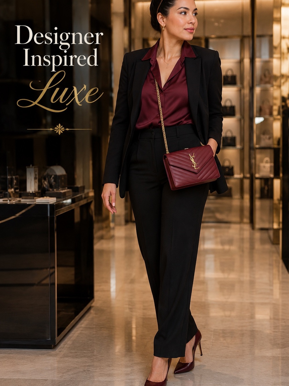 Parisian Luxe | | Burgundy Leather Quilted Crossbody NWT